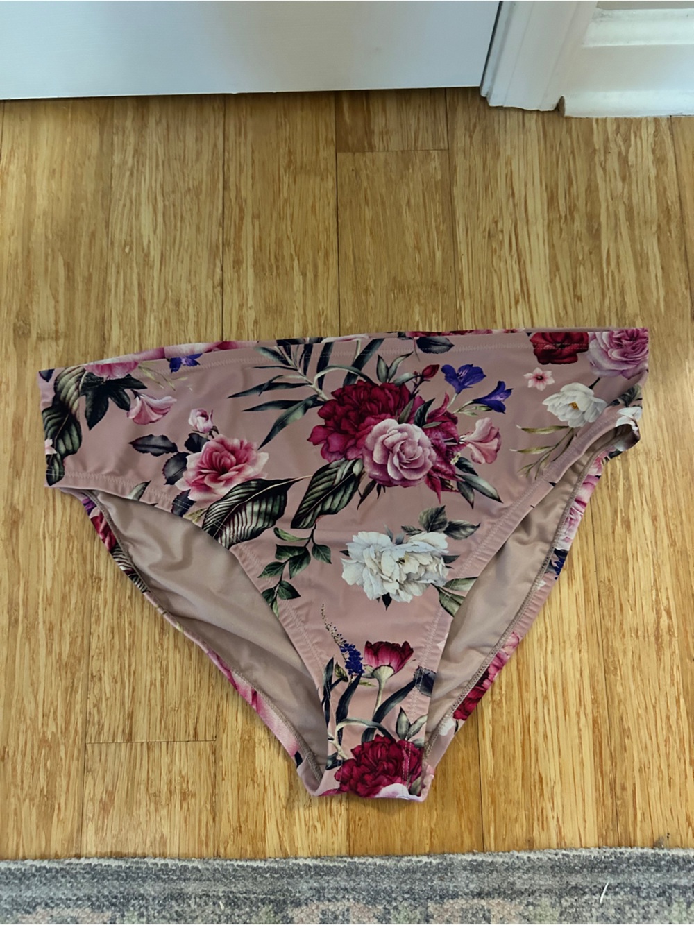 Floral Pink High-Waist Swim Bottoms